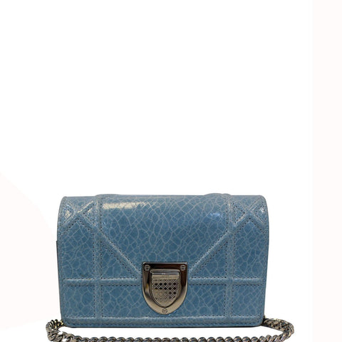 CHRISTIAN DIOR Aqua Blue Leather Mini Diorama Crossbody Bag - Last Call