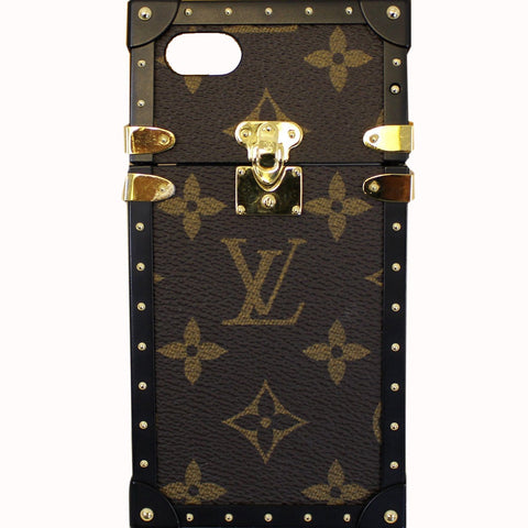 LOUIS VUITTON Eye-Trunk Monogram Eclipse IPhone 7 Case Brown  - Final Sale