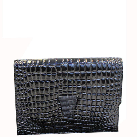 YVES SAINT LAURENT Black Crocodile Leather Clutch Bag