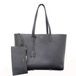 Yves Saint Laurent Shopping Tote Bag Leather Grey