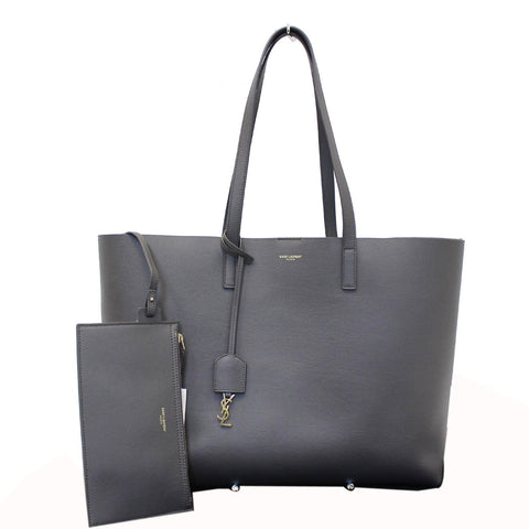 Yves Saint Laurent Leather Shopping Tote Bag Grey