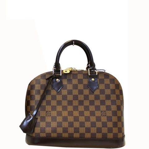 LOUIS VUITTON Alma Damier Ebene Satchel Handbag Brown