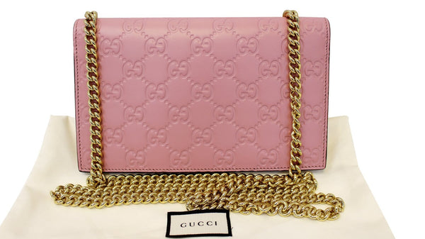Gucci Icon Wallet - Gucci Signature Chain Wallet Light Pink leather