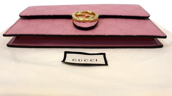 Gucci Icon Wallet - Gucci Signature Chain Wallet Light Pink - full view