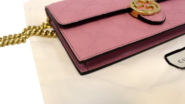 Gucci Icon Wallet - Gucci Signature Chain Wallet Light Pink - GG