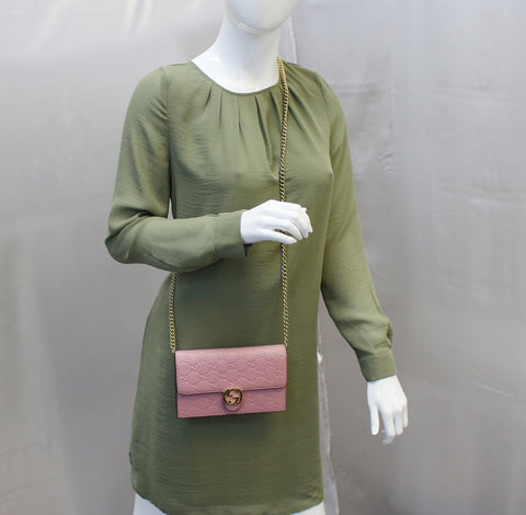 Gucci Icon Wallet - Gucci Signature Chain Wallet Light Pink - shop