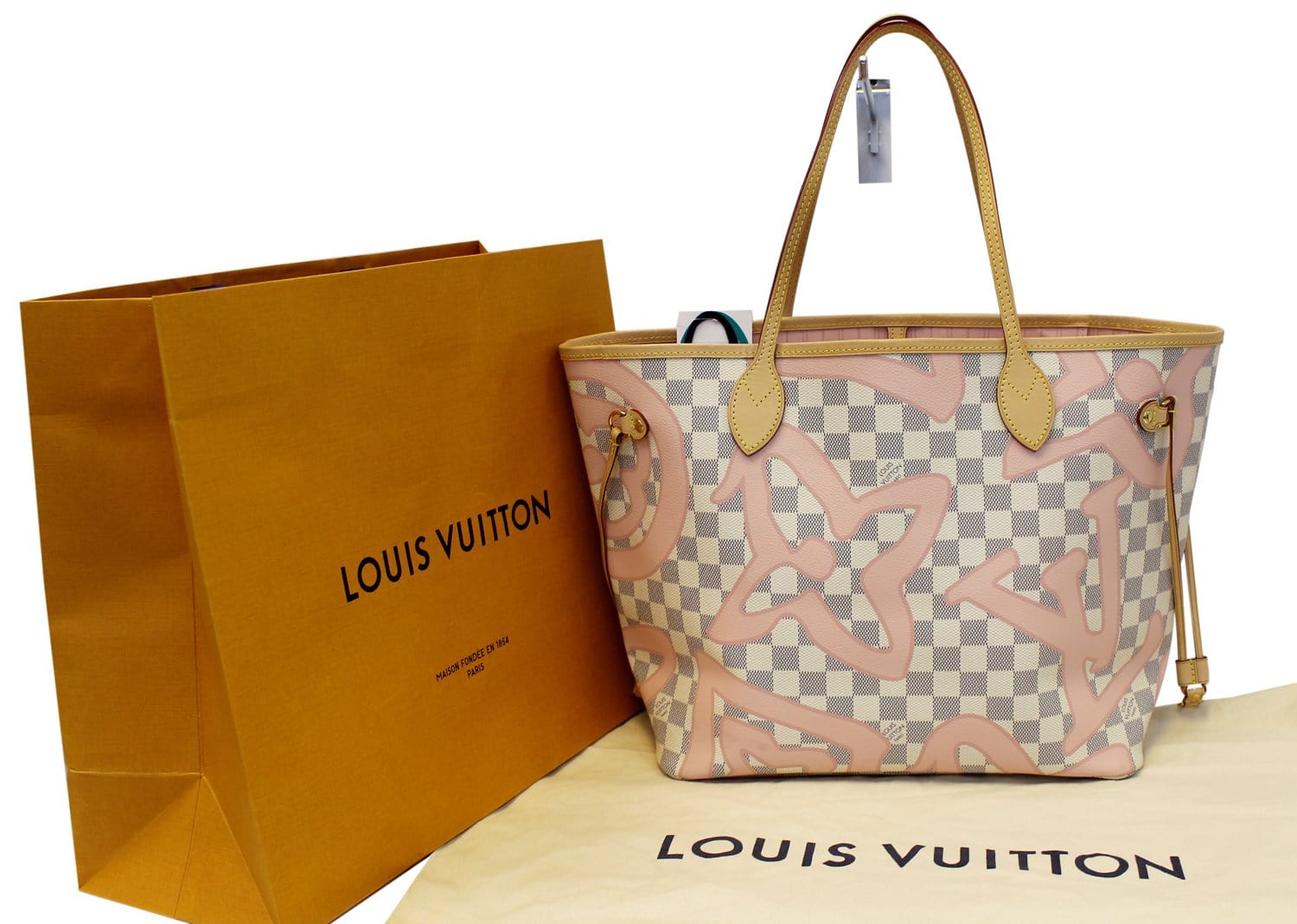 Louis Vuitton Neverfull Tahitienne MM Tote in Damier Azur Canvas Mint  Condition