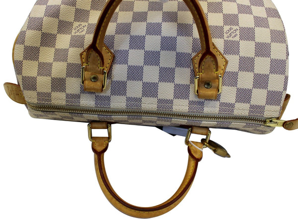 Louis Vuitton Damier Azur Speedy 30 bag strap view