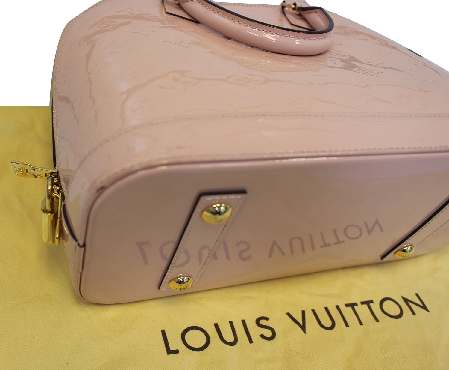 Louis Vuitton Yellow Monogram Vernis Alma PM Top Handle Bag Louis
