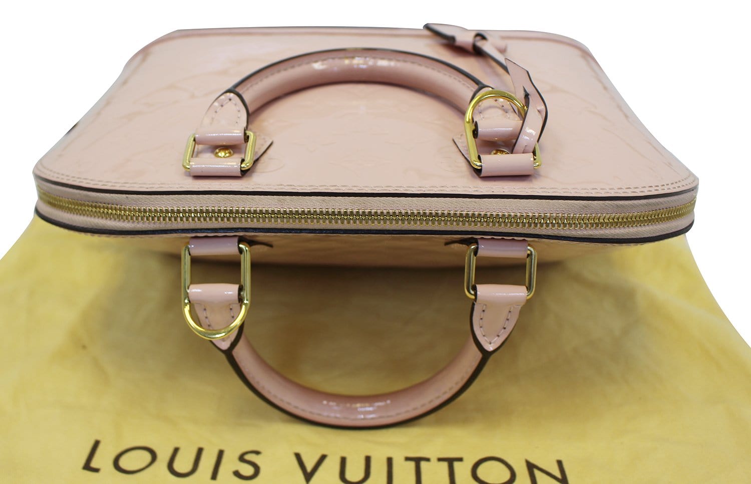 LOUIS VUITTON Vernis Leather Alma PM Rose Ballerine Satchel Bag