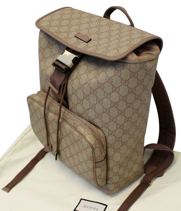 GUCCI GG Monogram Supreme Flap Backpack Bag 246103