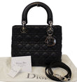 CHRISTIAN DIOR Cannage Quilted Lambskin Leather Lady Dior Medium Bag