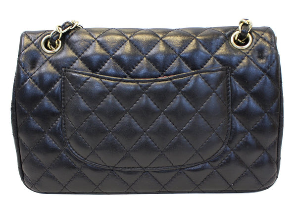 CHANEL Quilted Lambskin Leather Double Flap Classic Medium Black Bag