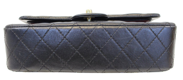 CHANEL Quilted Lambskin Leather Double Flap Classic Medium Black Bag