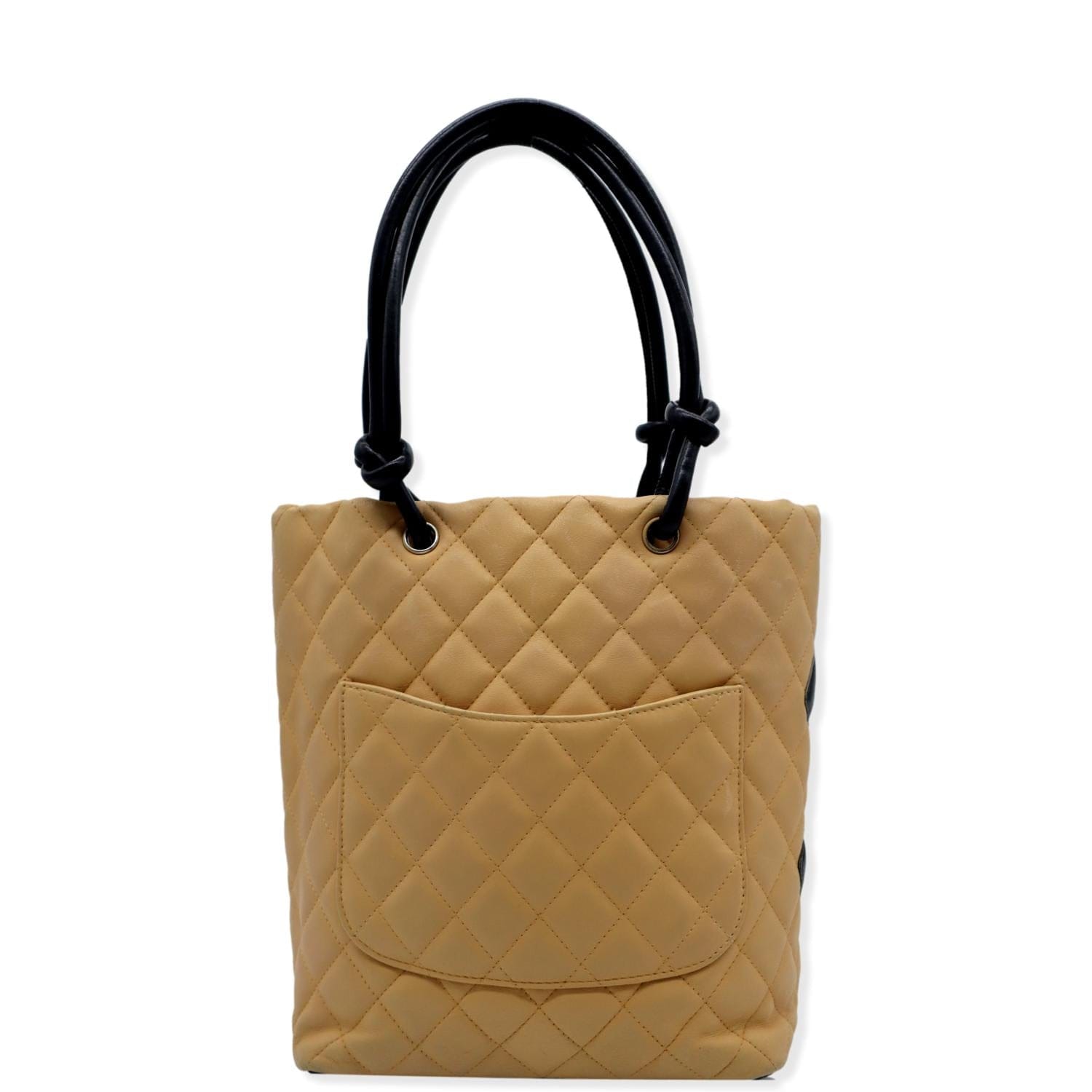 CHA🤍NEL Calfskin Snakeskin Quilted small Cambon tote in very good