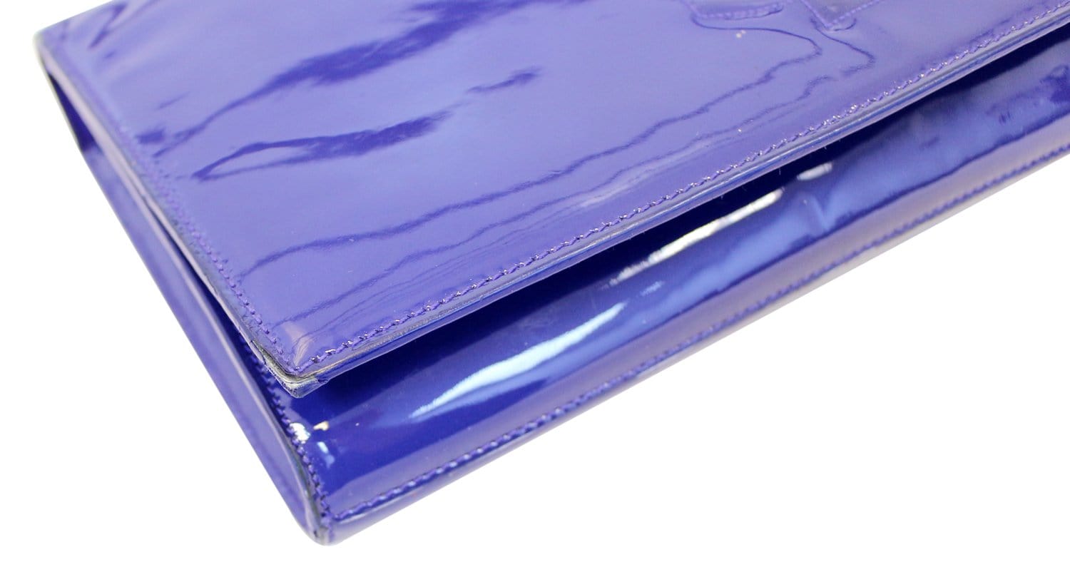 Yves Saint Laurent YSL belle du jour clutch Blue Patent leather ref.396709  - Joli Closet