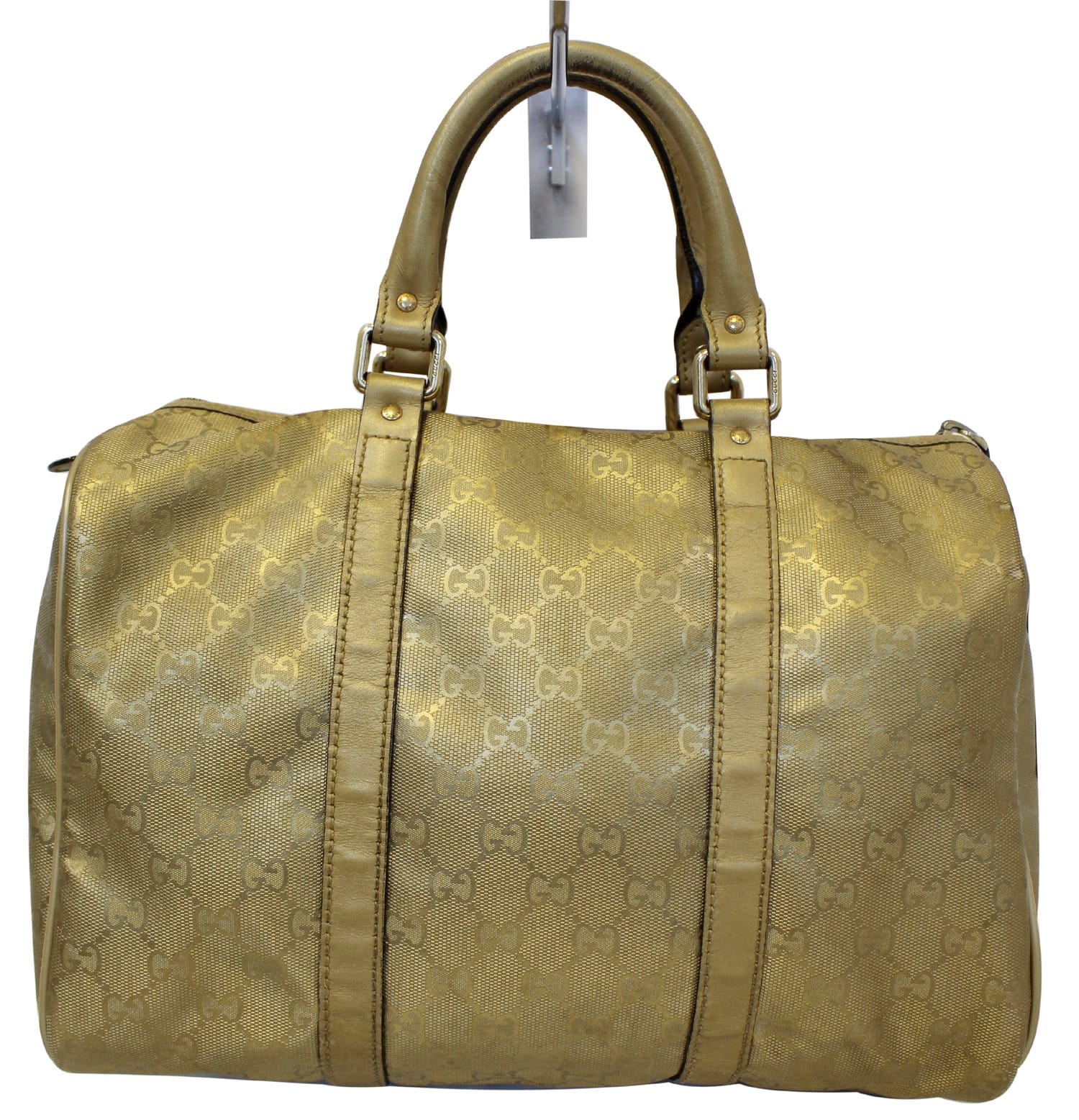 Gucci Gold GG Crystal Canvas Joy Boston Handbag QFB1CS9NDB000