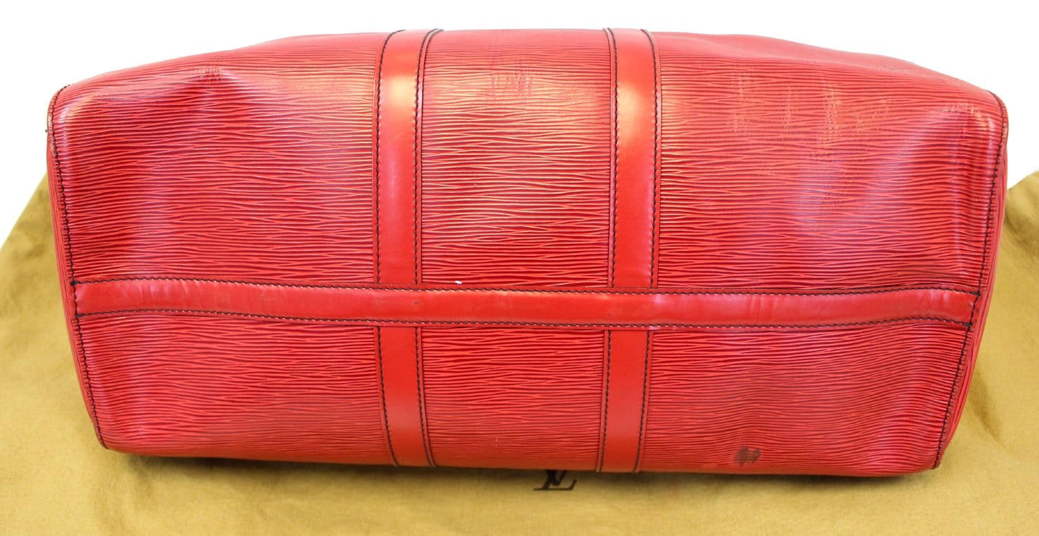 LOUIS VUITTON Epi Leather Red Keepall 45 Boston Bag