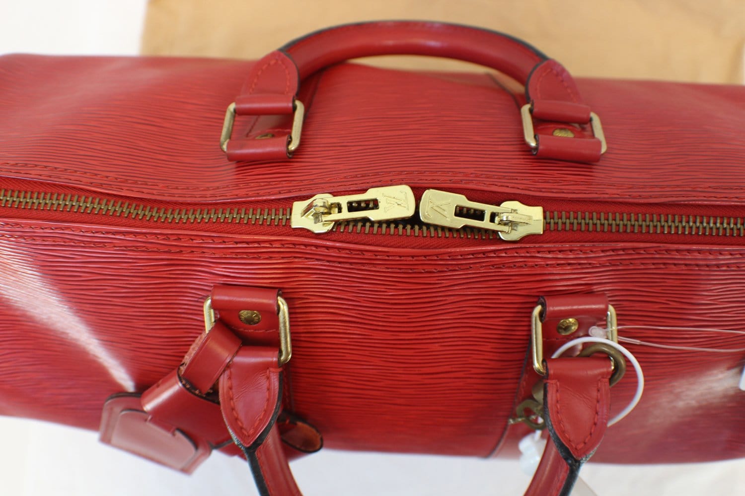 LOUIS VUITTON Epi Leather Red Keepall 45 Boston Bag