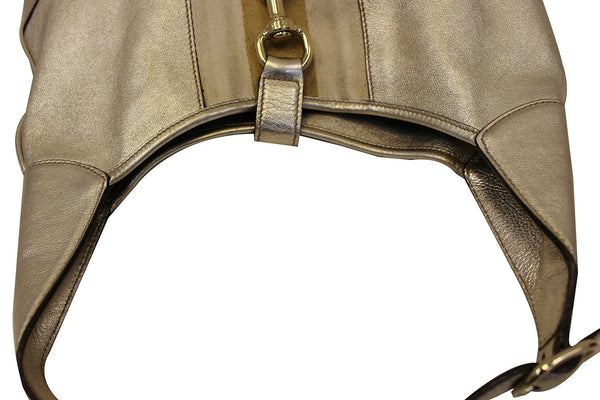 Gucci Web Jackie O Bouvier Medium Leather Hobo Bag - hook closure