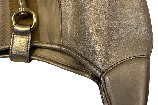 Gucci Web Jackie O Bouvier Medium Leather Hobo Bag - focused look