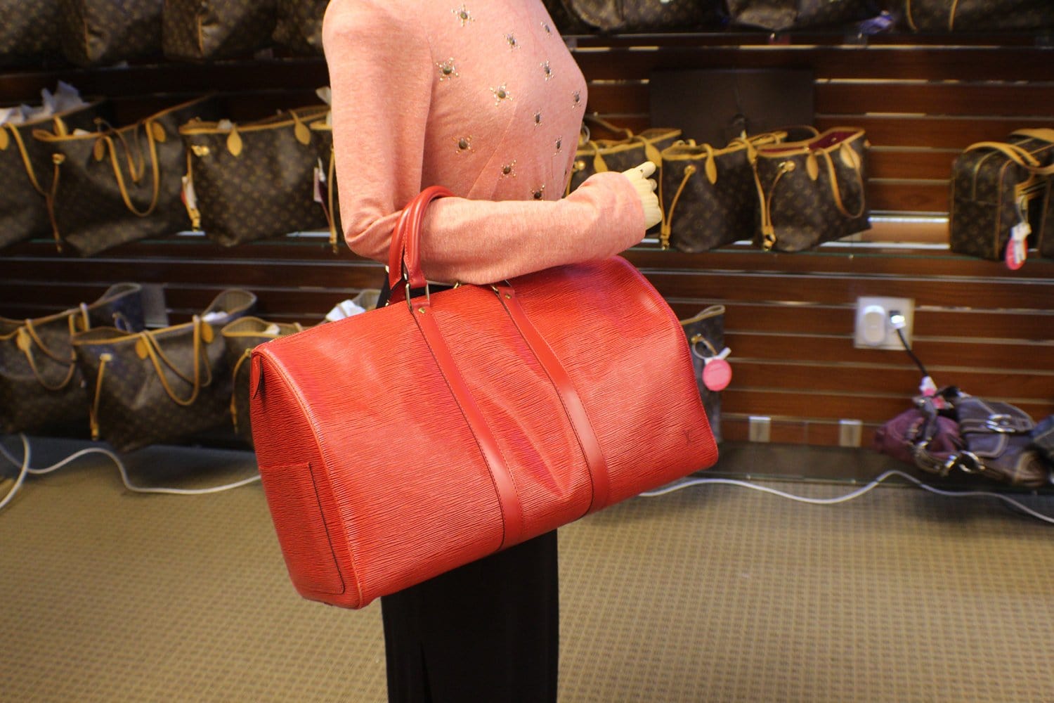 Louis Vuitton Keepall Red Bags & Handbags for Women for sale