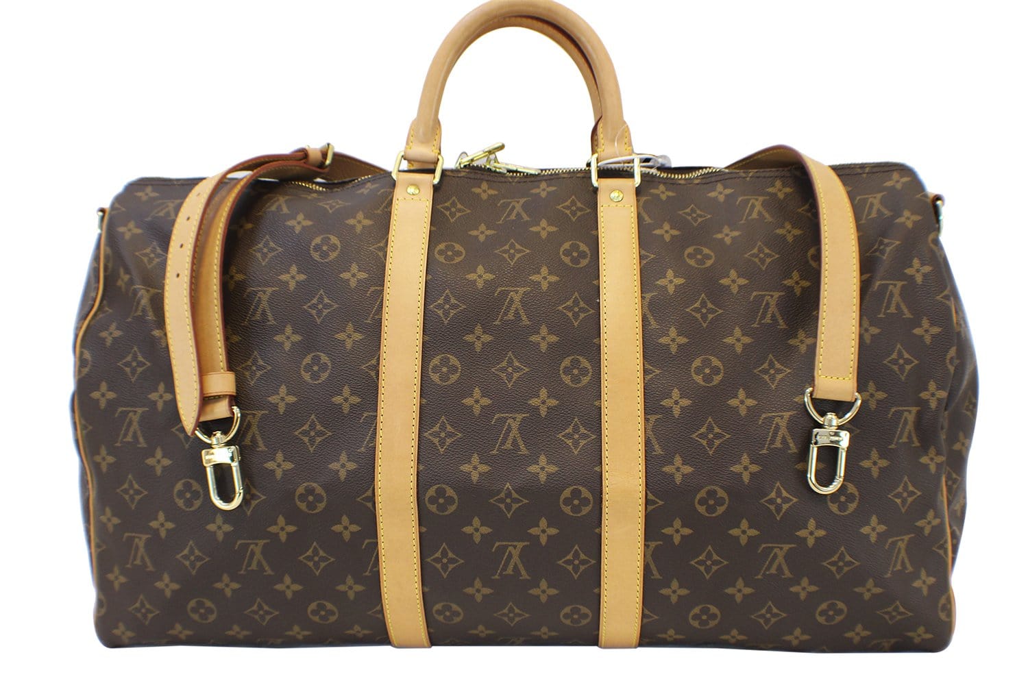 Louis Vuitton Boston Bag Keepall 55×25cm Height 30cm Monogram Brown Gold  Unisex
