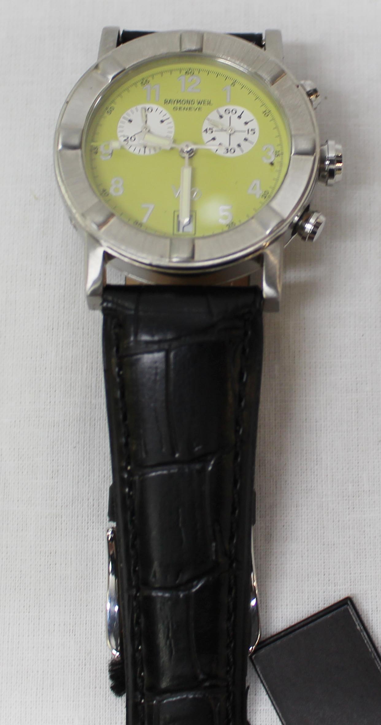 【高級】RAYMOND WEIL W1 RAYMOND WEIL W1 Date Lime Dial 30mm Swiss Watch Black Strap