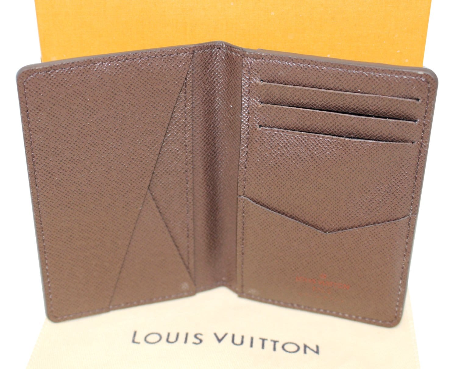 Damier Canvas vs Taiga Leather Louis Vuitton Pocket Organizer Close Up 