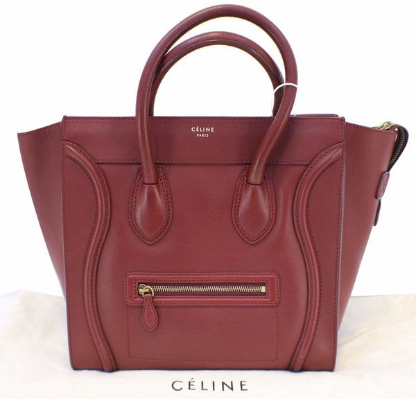Celine Tote Bag - Celine Mini Luggage Red Pebbled