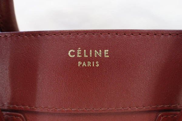 Celine Tote Bag - Celine Mini Luggage Red Pebbled - logo