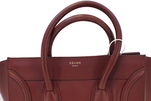 Celine Tote Bag - Celine Mini Luggage Red Pebbled handbags for women