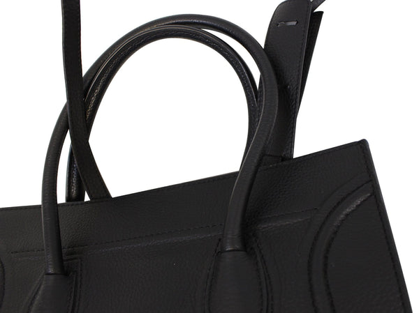CELINE Black Grained Calfskin Leather Large Phantom Luggage Tote Bag