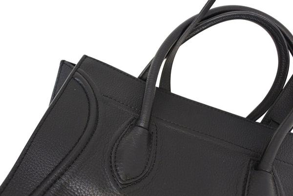 CELINE Black Grained Calfskin Leather Large Phantom Luggage Tote Bag