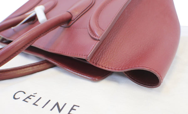 Celine Tote Bag - Celine Mini Luggage Red Pebbled - women handbags