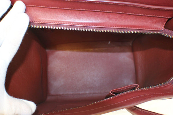 Celine Tote Bag - Celine Mini Luggage Red Pebbled - inside view