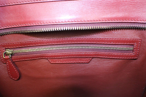 Celine Tote Bag - Celine Mini Luggage Red Pebbled - red zip
