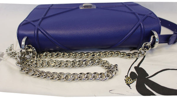 CHRISTIAN DIOR Handbag - Blue Calfskin Leather Diorama Bag - zip