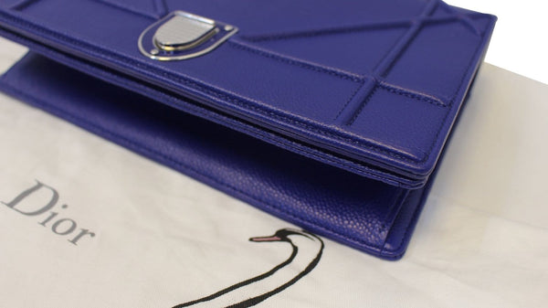 CHRISTIAN DIOR Handbag - Blue Calfskin Leather Diorama Bag - blue bag