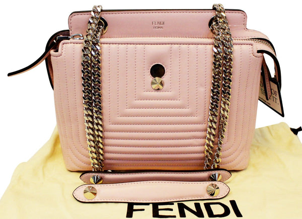FENDI DOTCOM Click Quilted Lambskin Pink Leather Chain Shoulder Bag