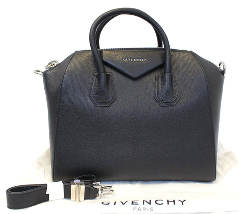 GIVENCHY Large Black Leather Antigona Shoulder Bag