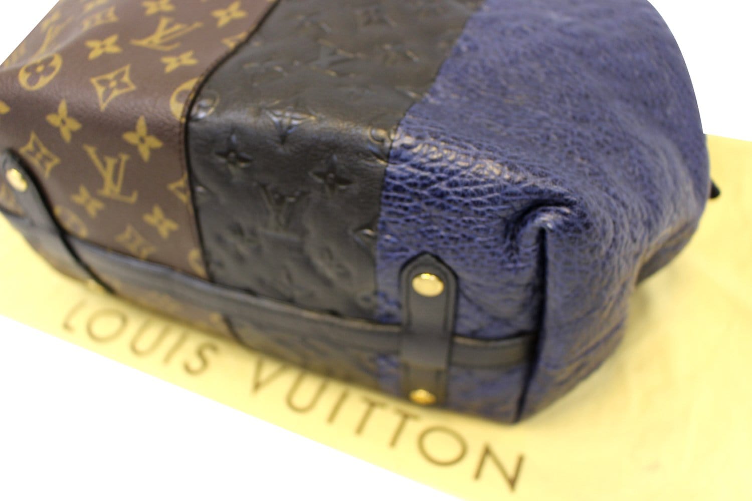 LOUIS VUITTON Monogram Blocks Stripes Medium Bag Marine Satchel Bag