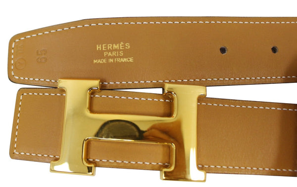 HERMES Belt Constance Buckle H Reversible Brown Black 65cm