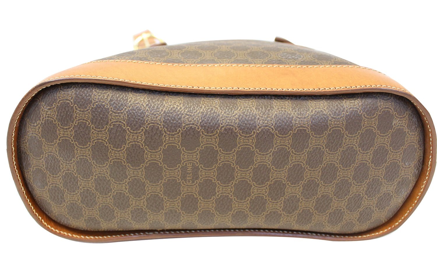 CELINE Macadam Pattern Gancini Shoulder Bag Crossbody PVC Leather Brown  Genuine