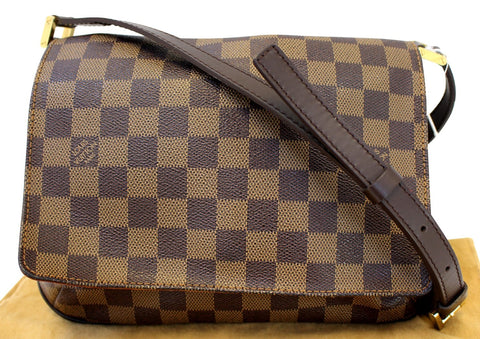 LOUIS VUITTON Damier Ebene Musette Tango Long Strap Crossbody Bag
