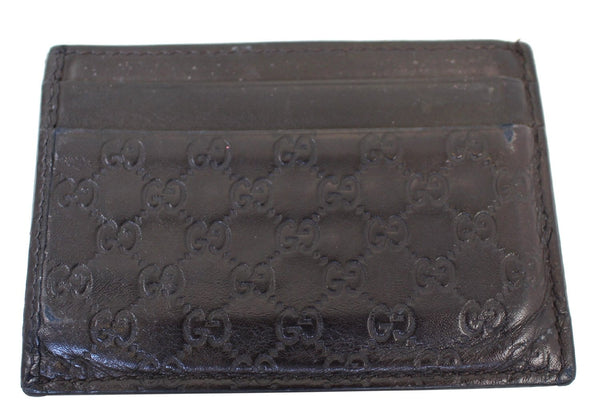 GUCCI Dark Brown Guccissima Embossed Leather Card Case 282089
