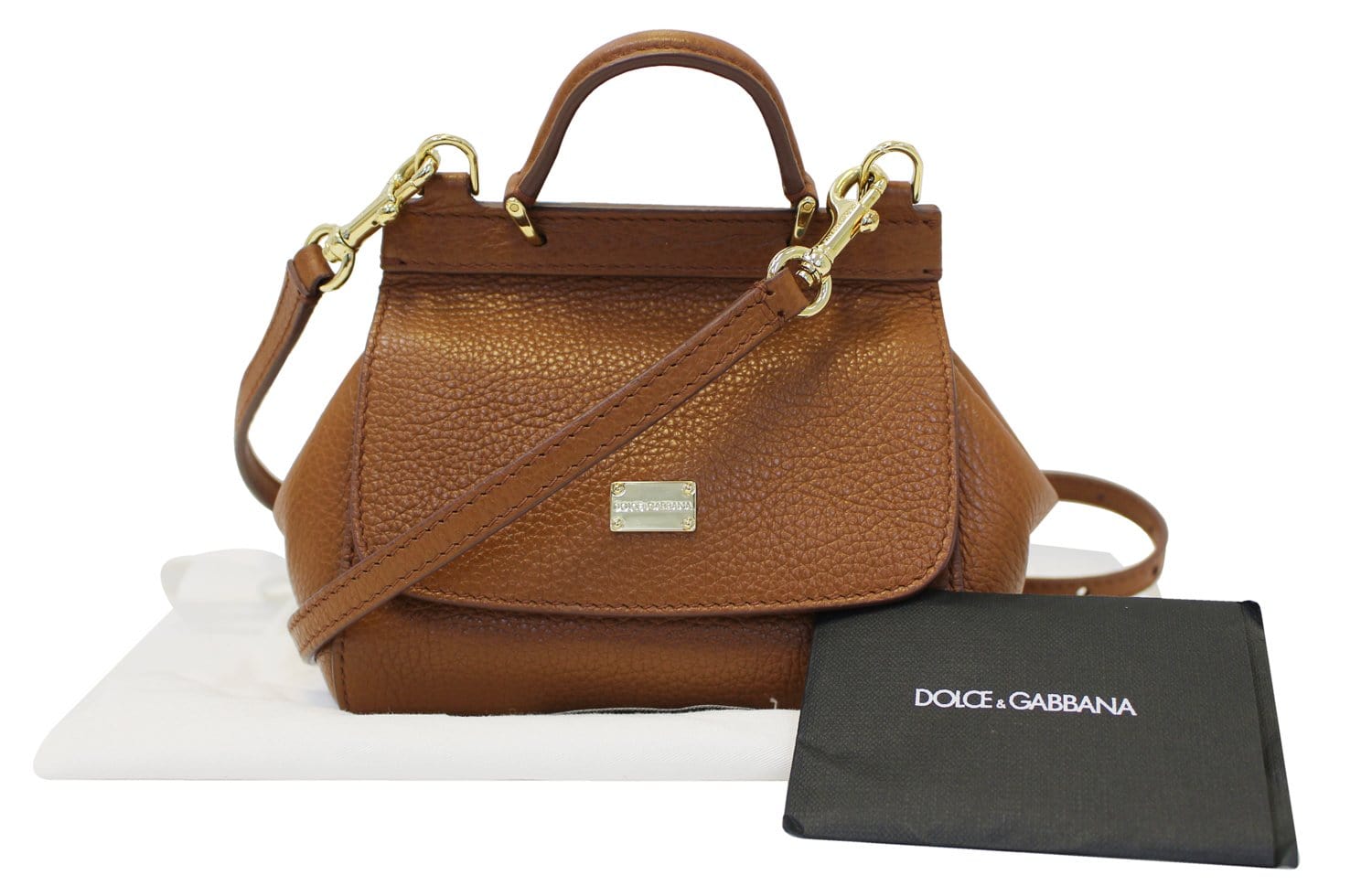 Dolce & Gabbana Small Dauphine Calfskin Sicily Bag in Brown