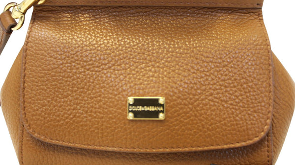 DOLCE & GABBANA Shoulder Bag Brown Calf Leather Sicily - front view