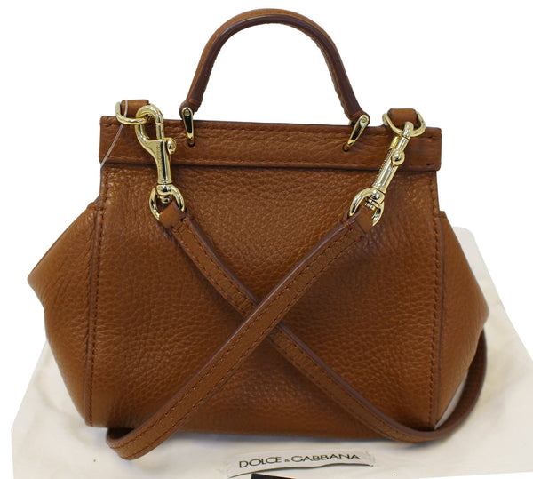 DOLCE & GABBANA Shoulder Bag Small Brown Calf Leather Sicily - strip
