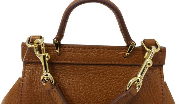 DOLCE & GABBANA Shoulder Bag Small Brown Calf Leather Sicily - handles